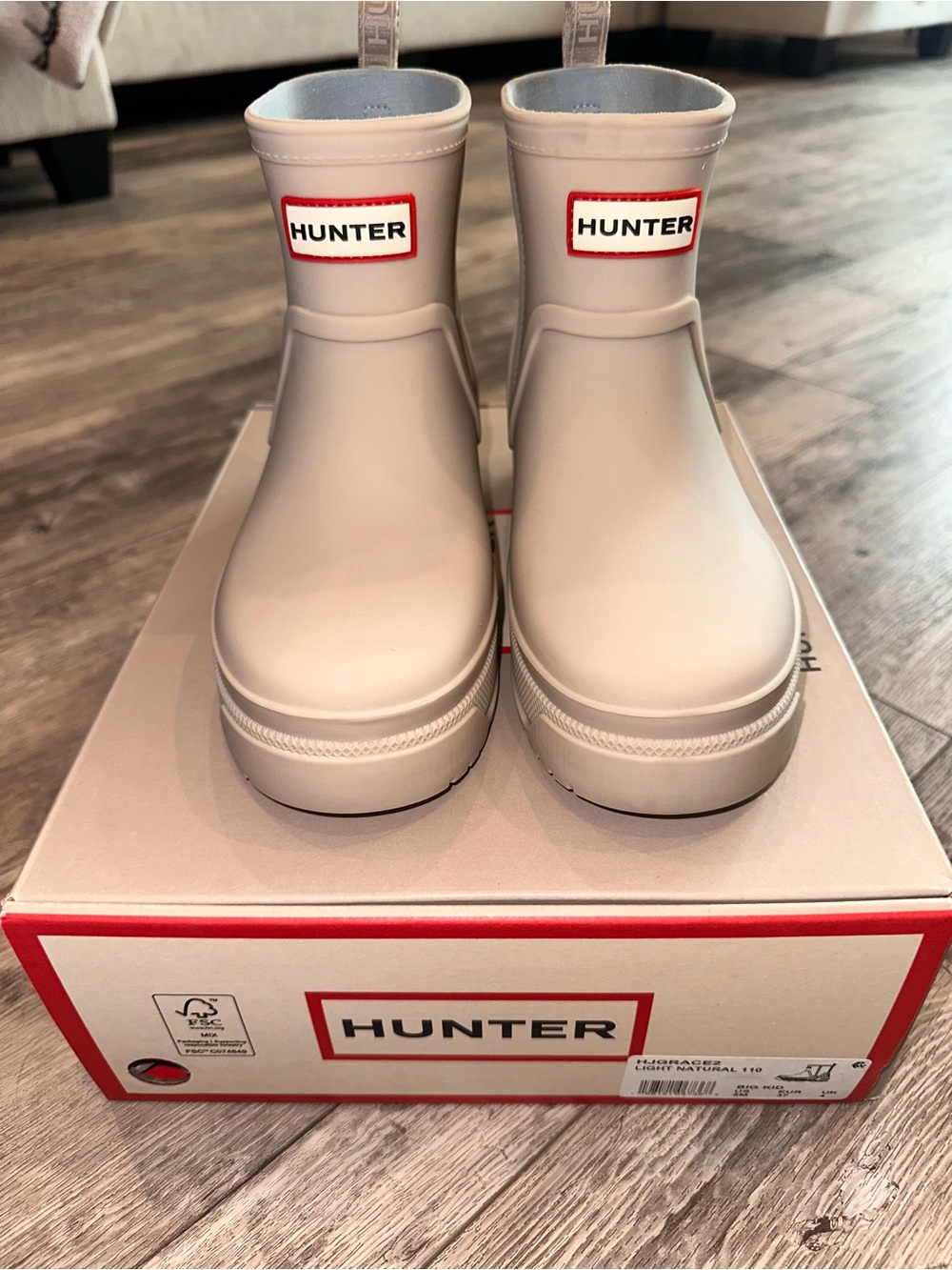 Hunter Kids Short Rain Boots in Light Gray